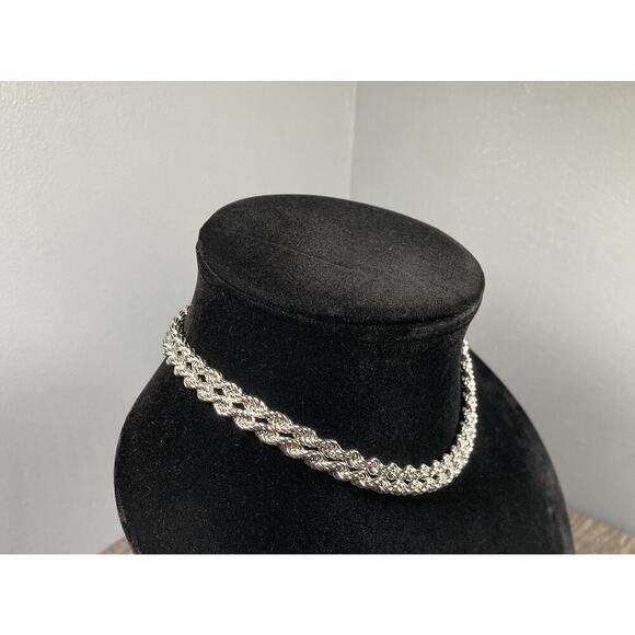 Vintage Monet Thick Rope Chain Necklace in Silver Tone 30” Inch Length Signed - Picture 2 of 8